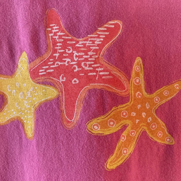 Vintage Fresh Produce Dress sz M PINK Cotton Sleeveless w/Pockets & Starfish - Picture 4 of 7